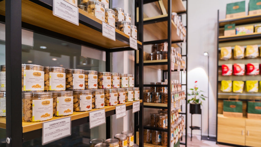 Shelves of cookies displayed at Taurean Bakeshop